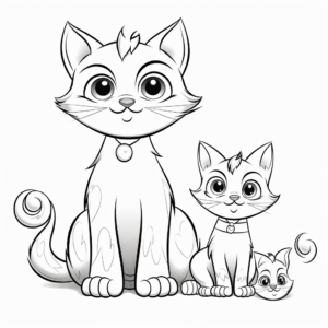 Maternal Cat and Kitten Coloring Pages 2