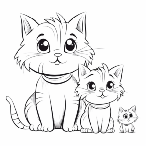 Maternal Cat and Kitten Coloring Pages 3
