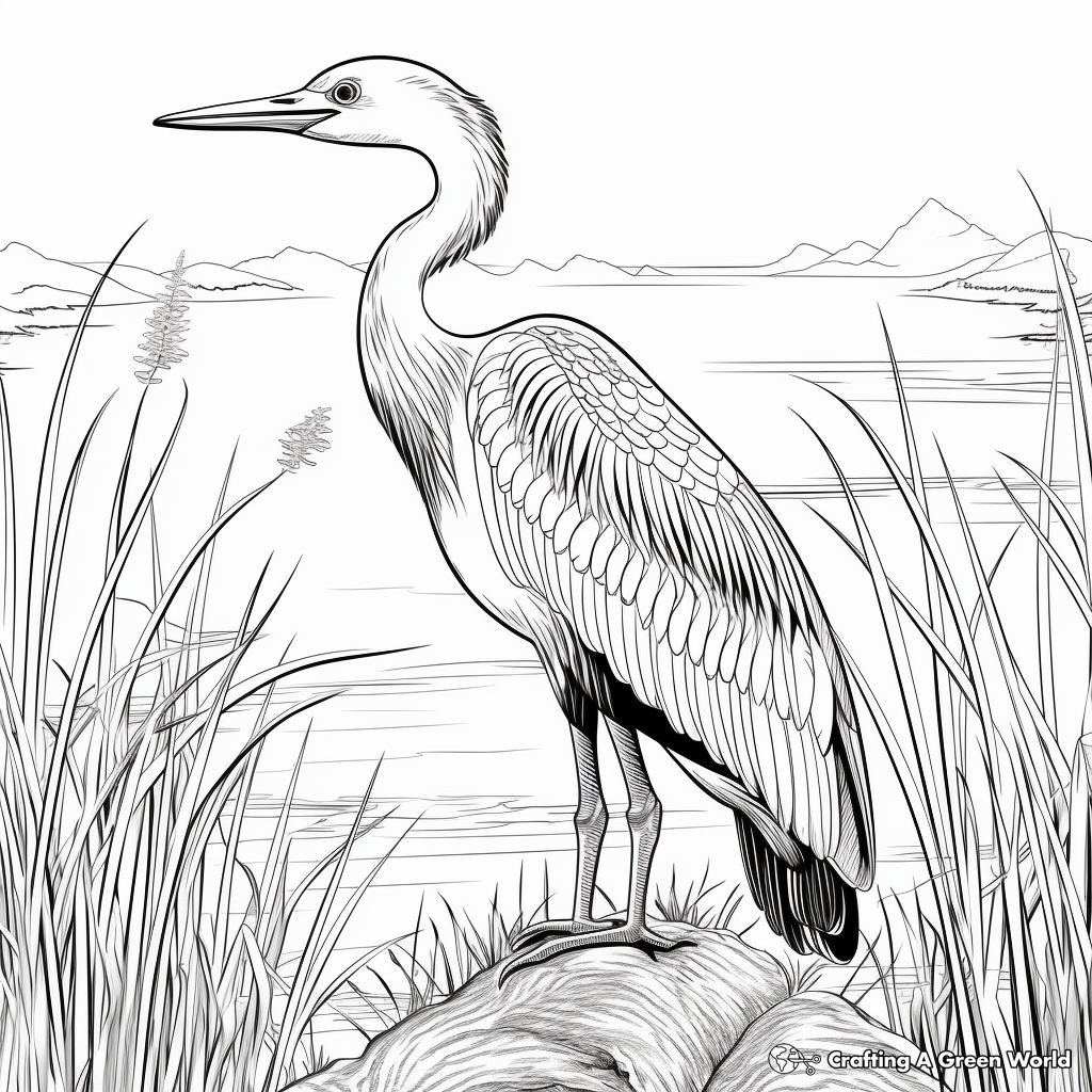 Mature Blue Heron Coloring Pages for Adults 2
