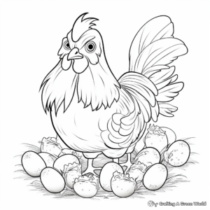 Meditative Hen With Chicks Coloring Pages 1
