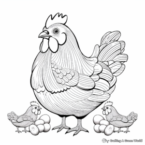Meditative Hen With Chicks Coloring Pages 3
