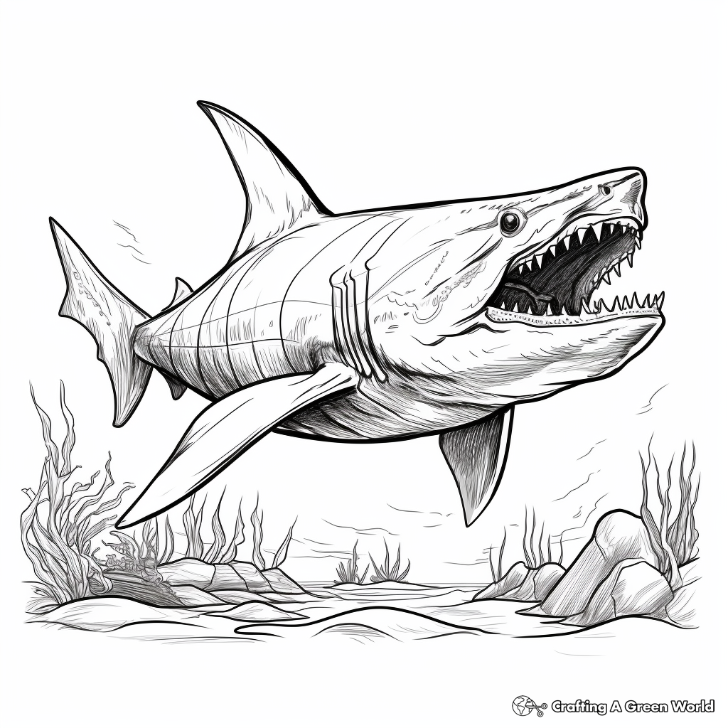 Megalodon Hunting Prey Coloring Pages 1
