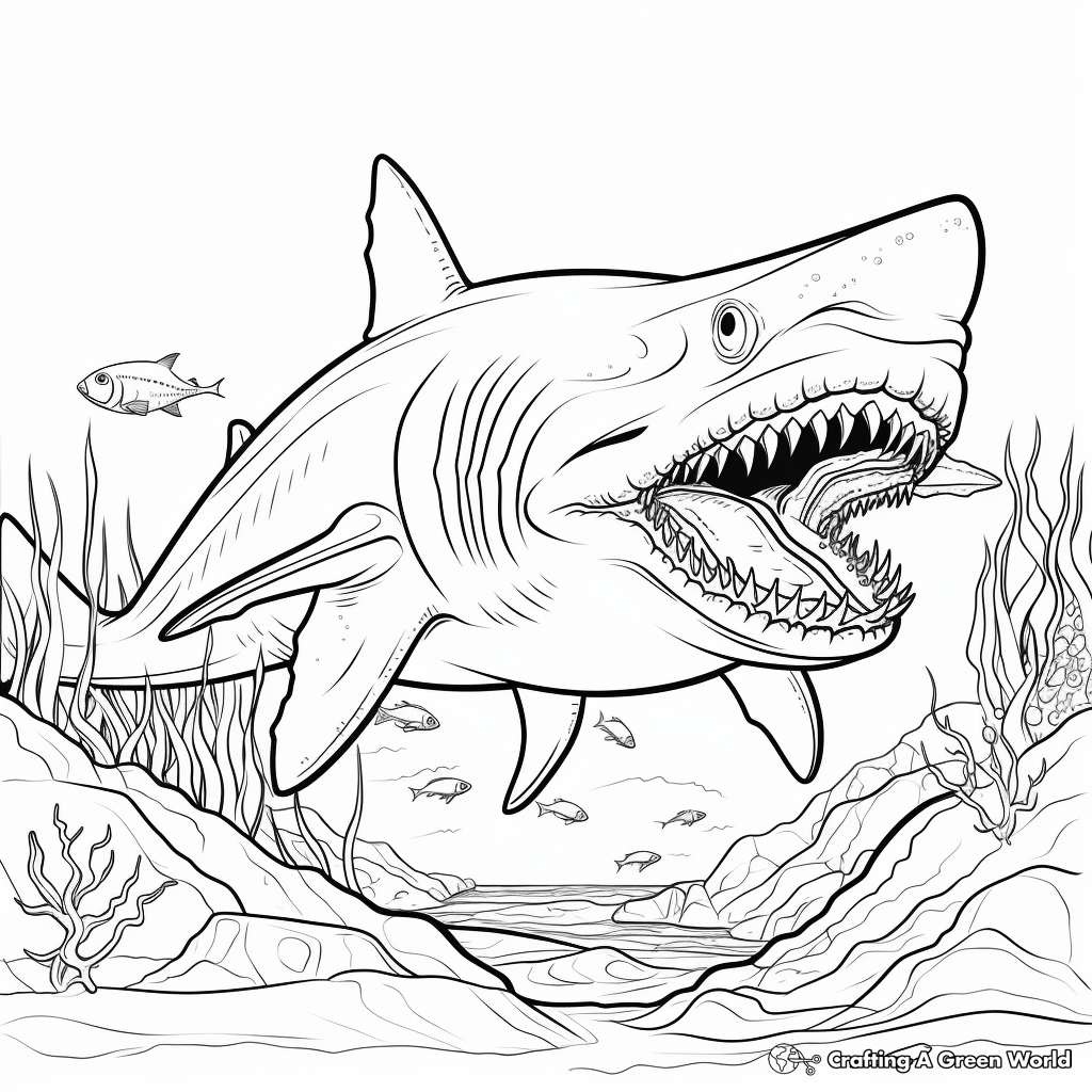 Megalodon Hunting Prey Coloring Pages 3