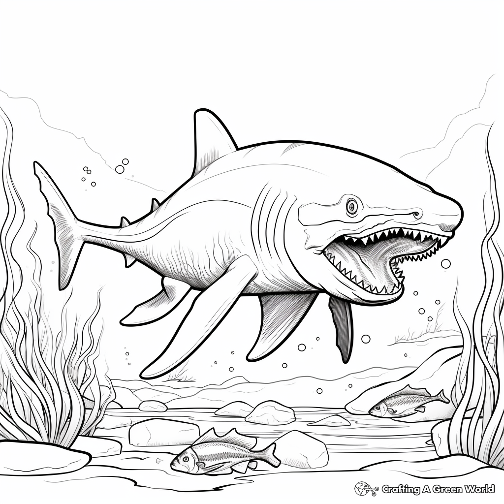 Megalodon Hunting Prey Coloring Pages 4