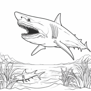 Megalodon vs Great White Shark Coloring Pages 2