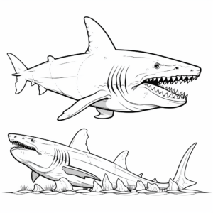 Megalodon vs Great White Shark Coloring Pages 4