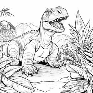 Megalosaurus and Prehistoric Flora Coloring Pages 1