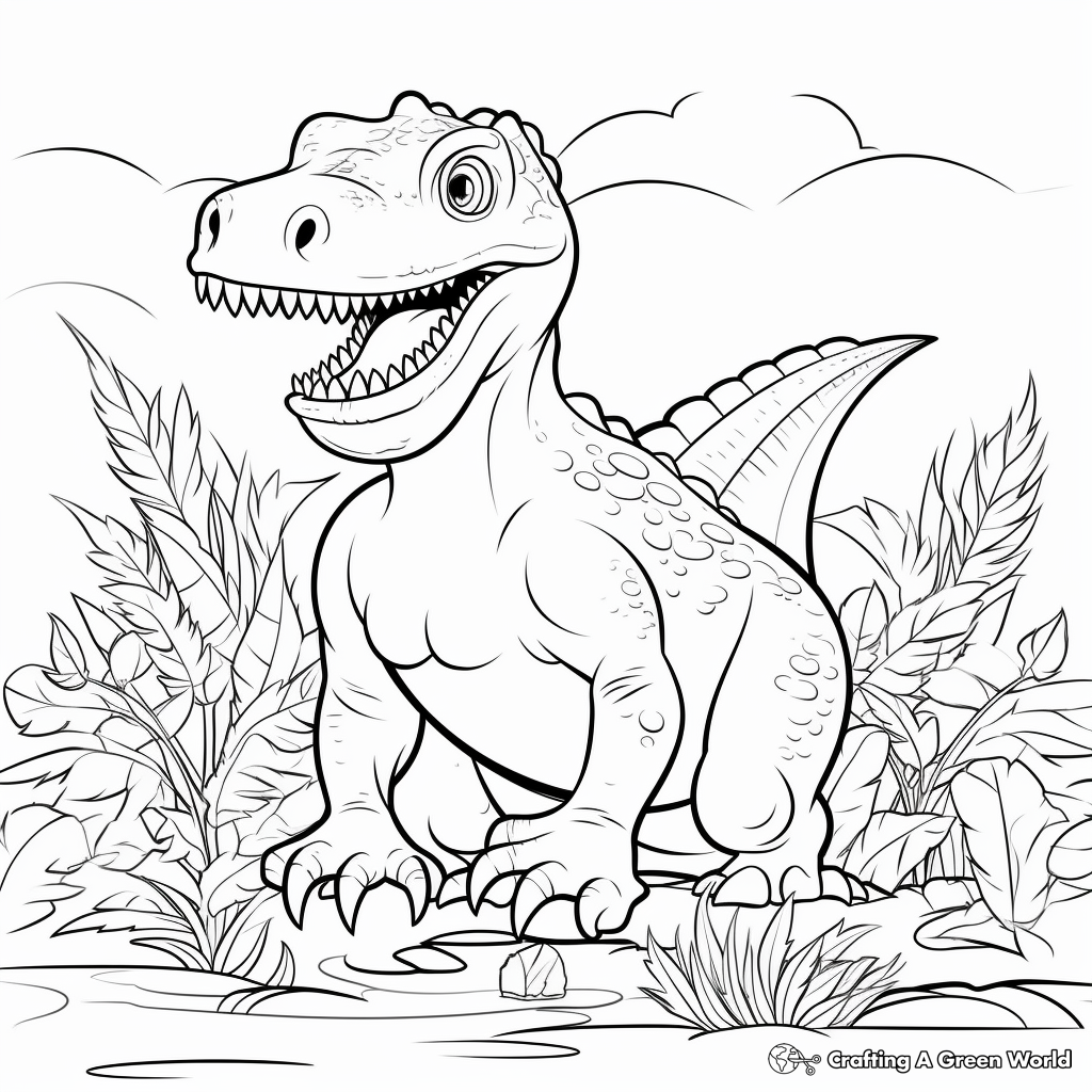 Megalosaurus and Prehistoric Flora Coloring Pages 3