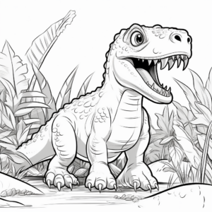 Megalosaurus and Prehistoric Flora Coloring Pages 4