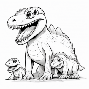 Megalosaurus Family Coloring Pages: Male, Female, and Baby 1