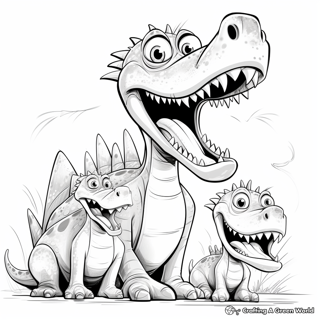 Megalosaurus Family Coloring Pages: Male, Female, and Baby 2