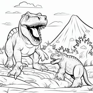 Megalosaurus Fighting Coloring Pages 1