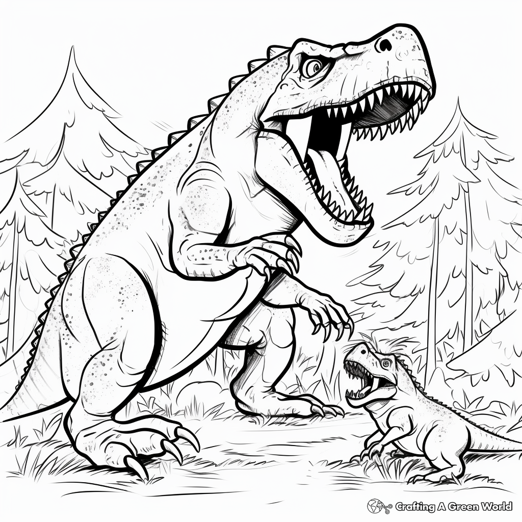 Megalosaurus Fighting Coloring Pages 2