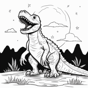 Megalosaurus in the Night Coloring Pages 1