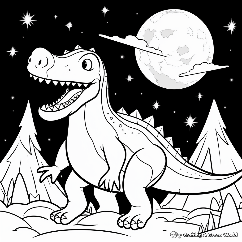 Megalosaurus in the Night Coloring Pages 3