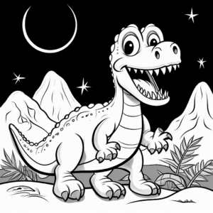Megalosaurus in the Night Coloring Pages 4