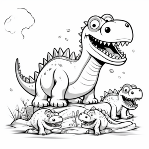 Megalosaurus with Dinosaurs Coloring Pages 4