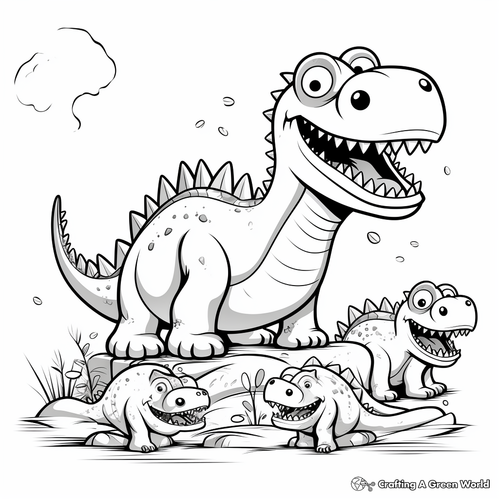 Megalosaurus with Dinosaurs Coloring Pages 4