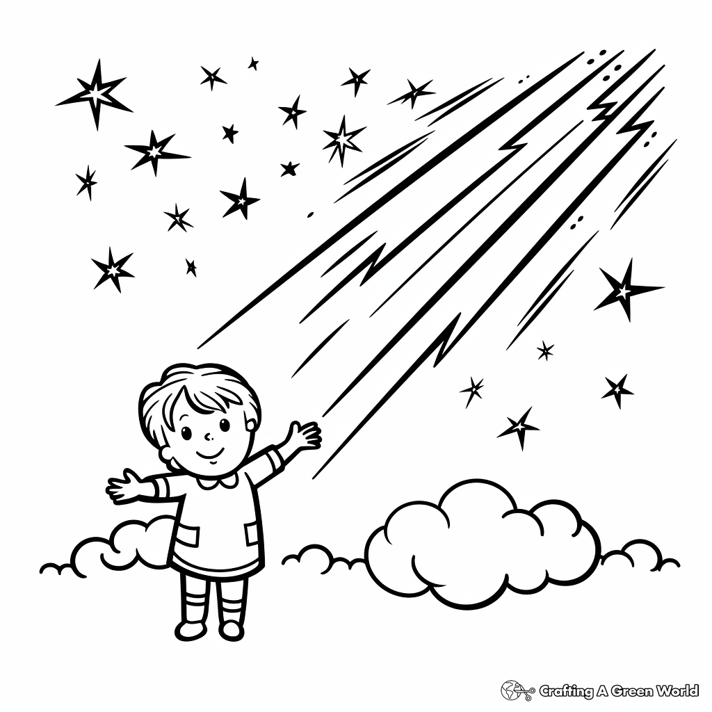 Meteoric Rain Shooting Star Coloring Pages 3