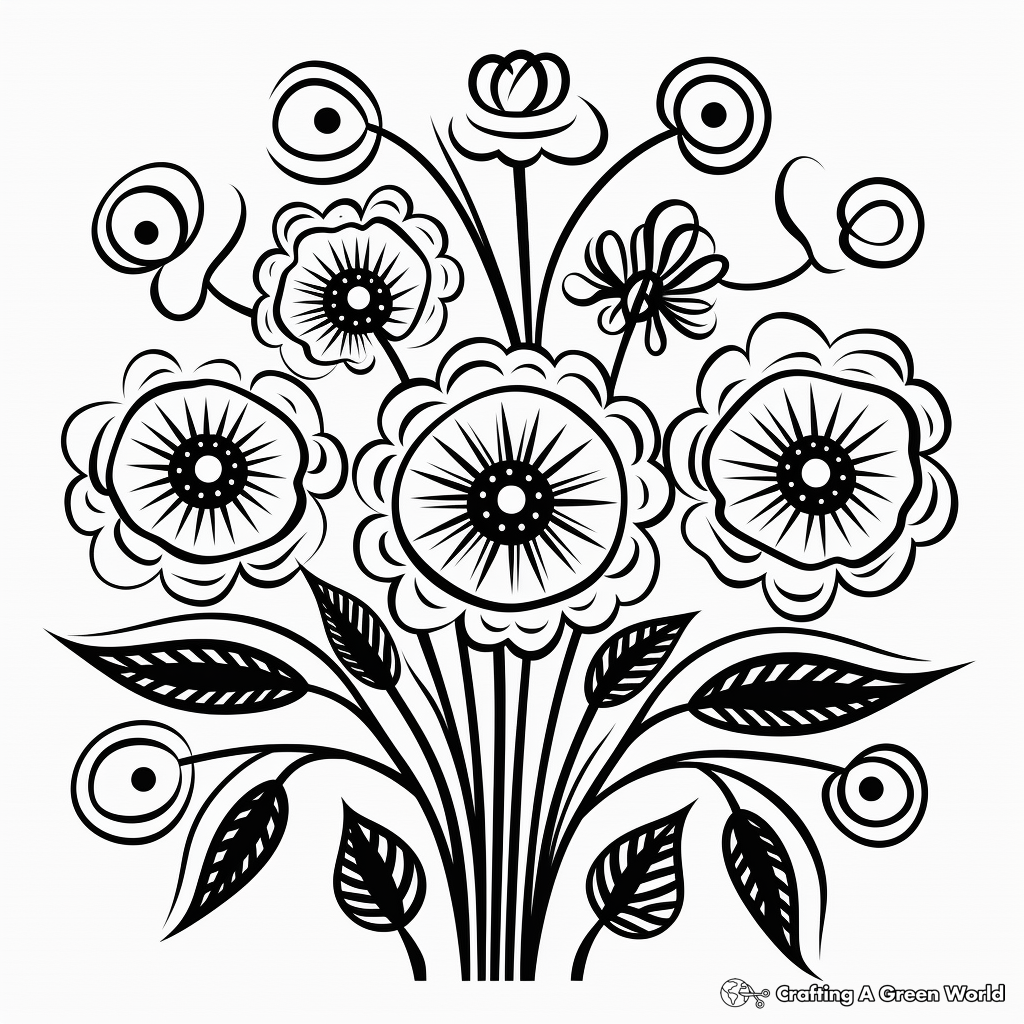 Mexican Folk Art Flowers Coloring Pages 1