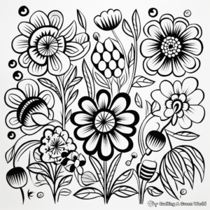 Mexican Folk Art Flowers Coloring Pages 3