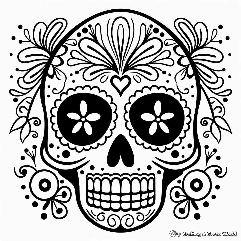 Mexican Folk Art Sugar Skull Coloring Pages 2