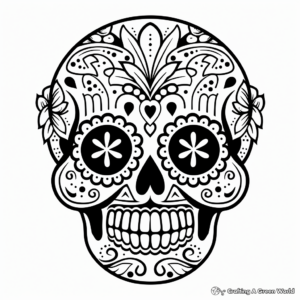 Mexican Folk Art Sugar Skull Coloring Pages 4
