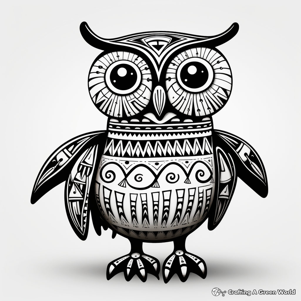 Mexican Folklore: Alebrije Owl Coloring Pages 1