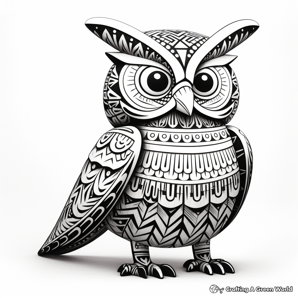 Mexican Folklore: Alebrije Owl Coloring Pages 4