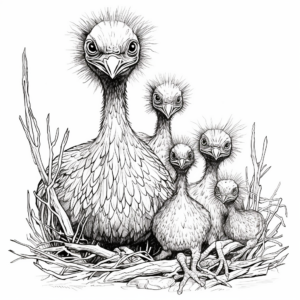 Microraptor Family Coloring Pages: Male, Female, and Hatchlings 3