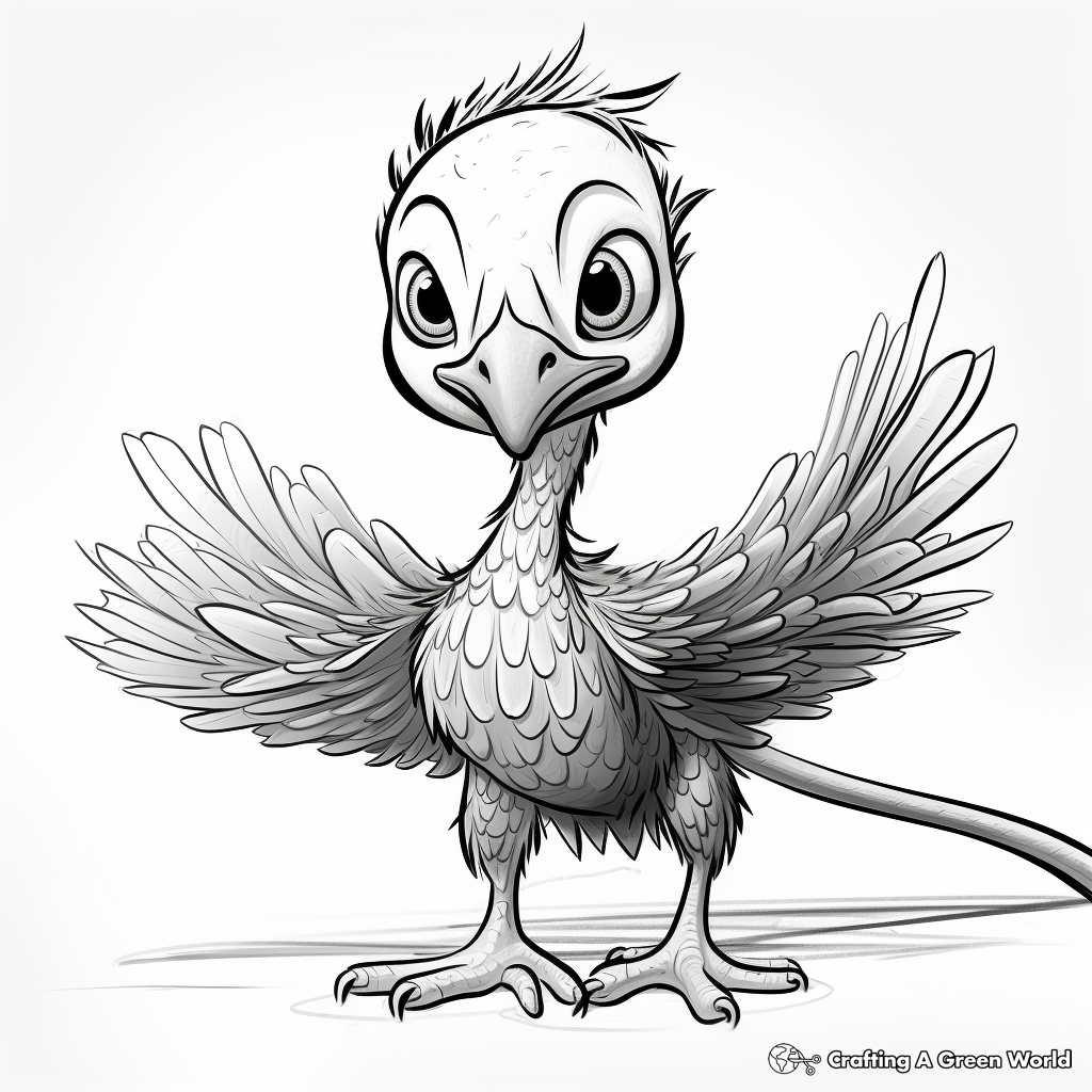 Microraptor Hatchling Coloring Pages for Kids 2