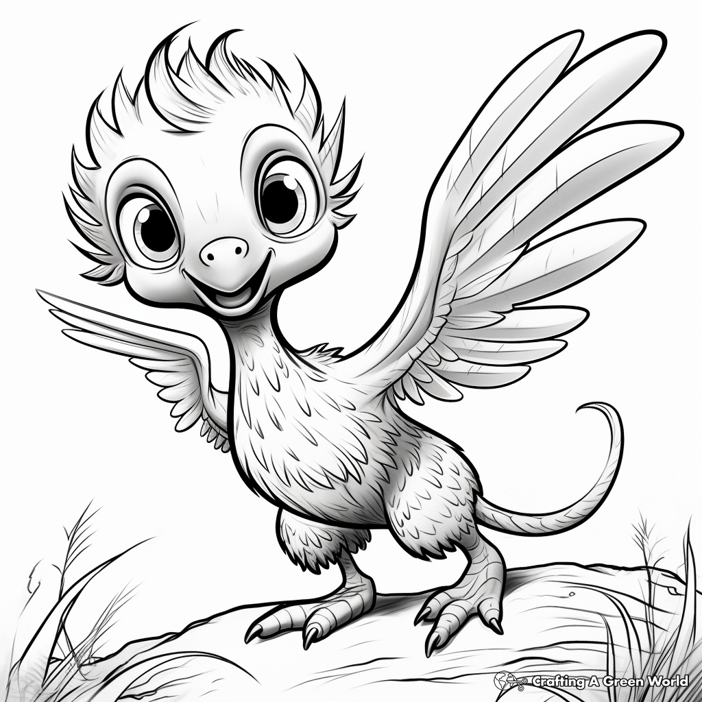 Microraptor Hatchling Coloring Pages for Kids 4
