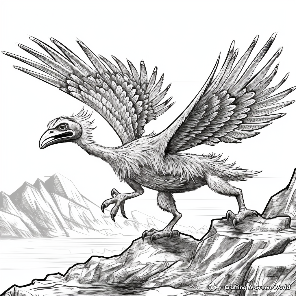 Microraptor Hunting Scene Coloring Pages 2
