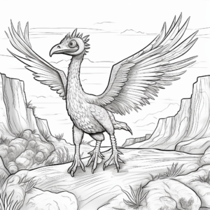 Microraptor Hunting Scene Coloring Pages 3