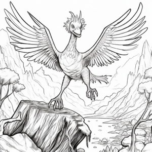 Microraptor Hunting Scene Coloring Pages 4