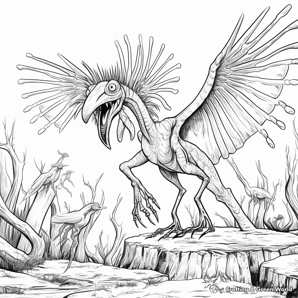 Microraptor Vs. Prehistoric Insects Coloring Page 2