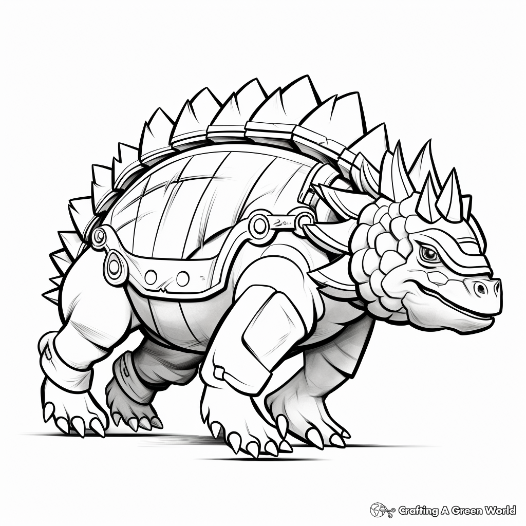 Migrating Ankylosaurus Coloring Pages 1