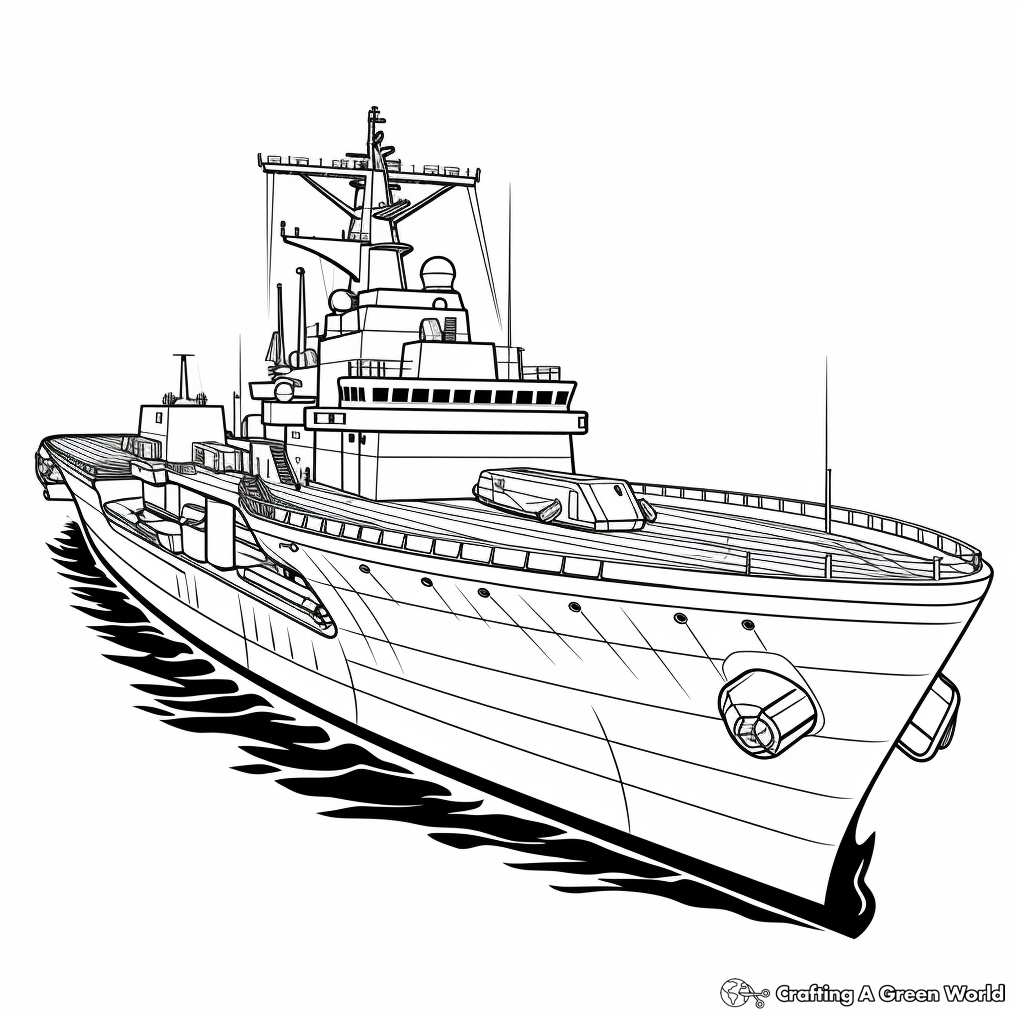 Military Battleship Coloring Pages 2