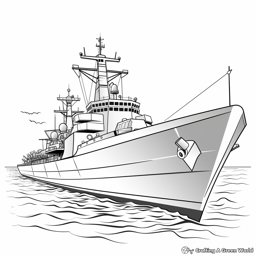 Military Battleship Coloring Pages 3