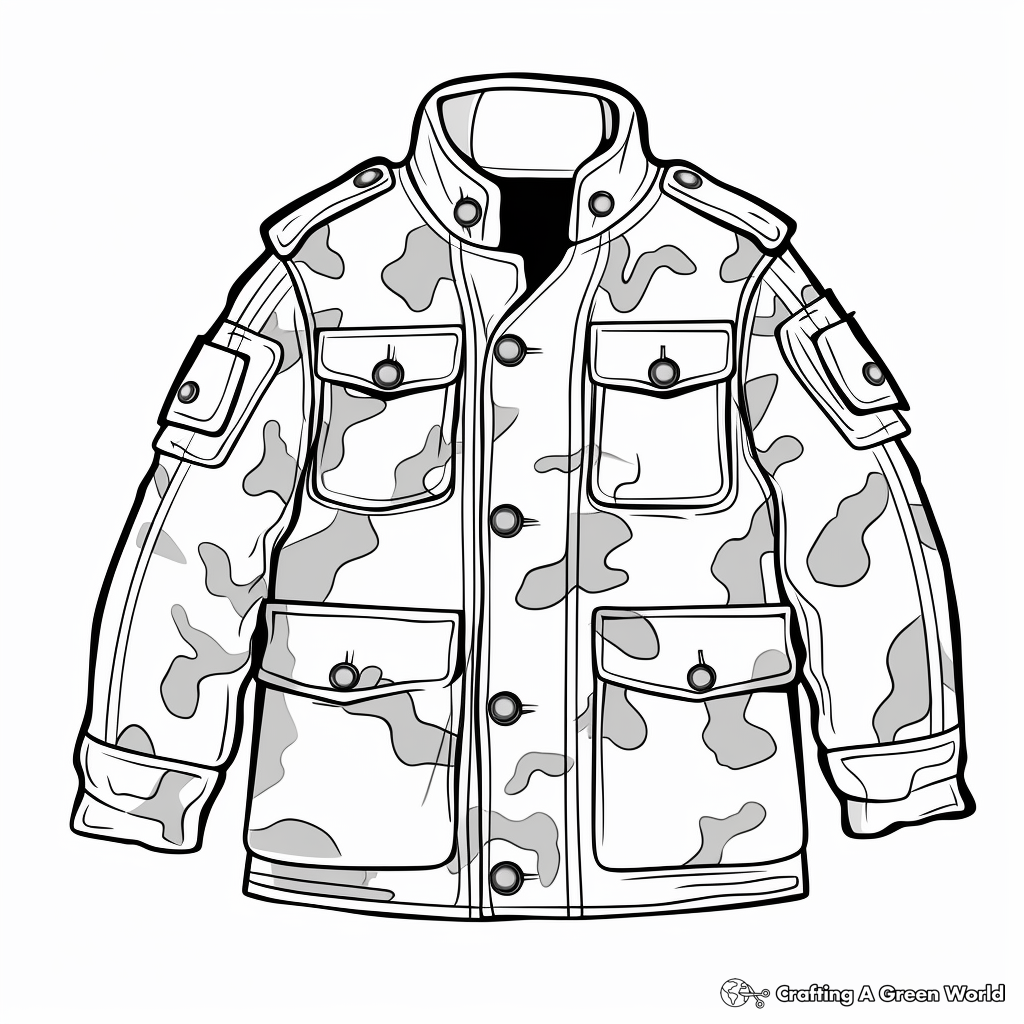 Military Jackets: Camouflage-style Coloring Pages 1