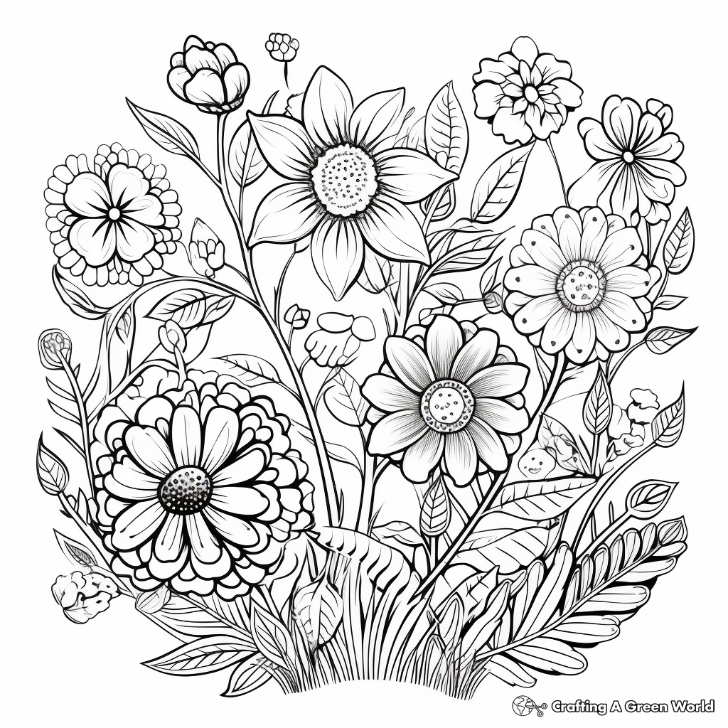 Mindful Floral Garden Coloring Pages 1