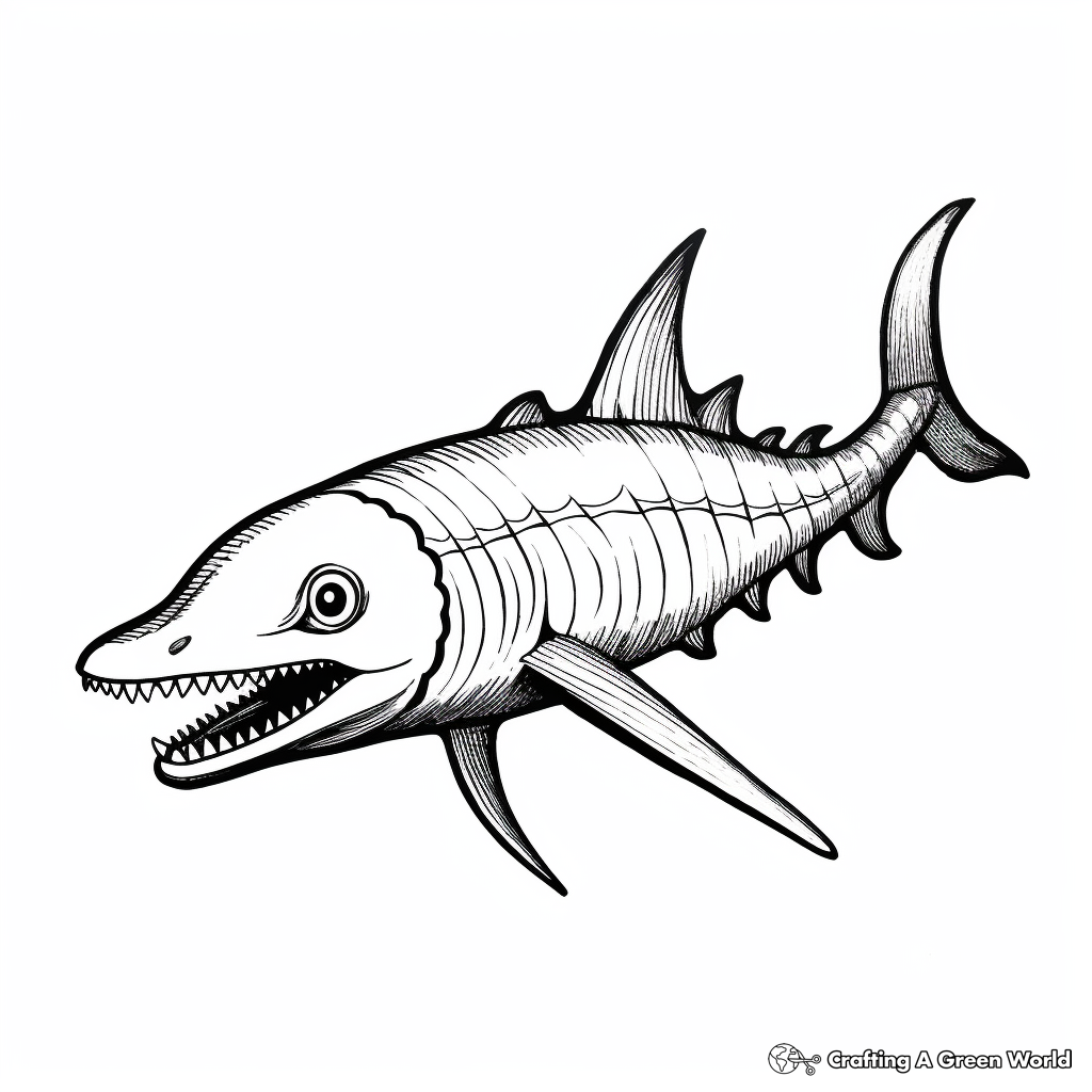 Mindful Mosasaurus Dinosaur Head Coloring Pages 4