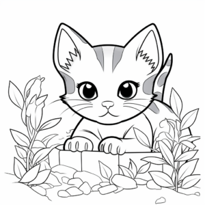 Minecraft Cats and Creepers Scene Coloring Pages 4