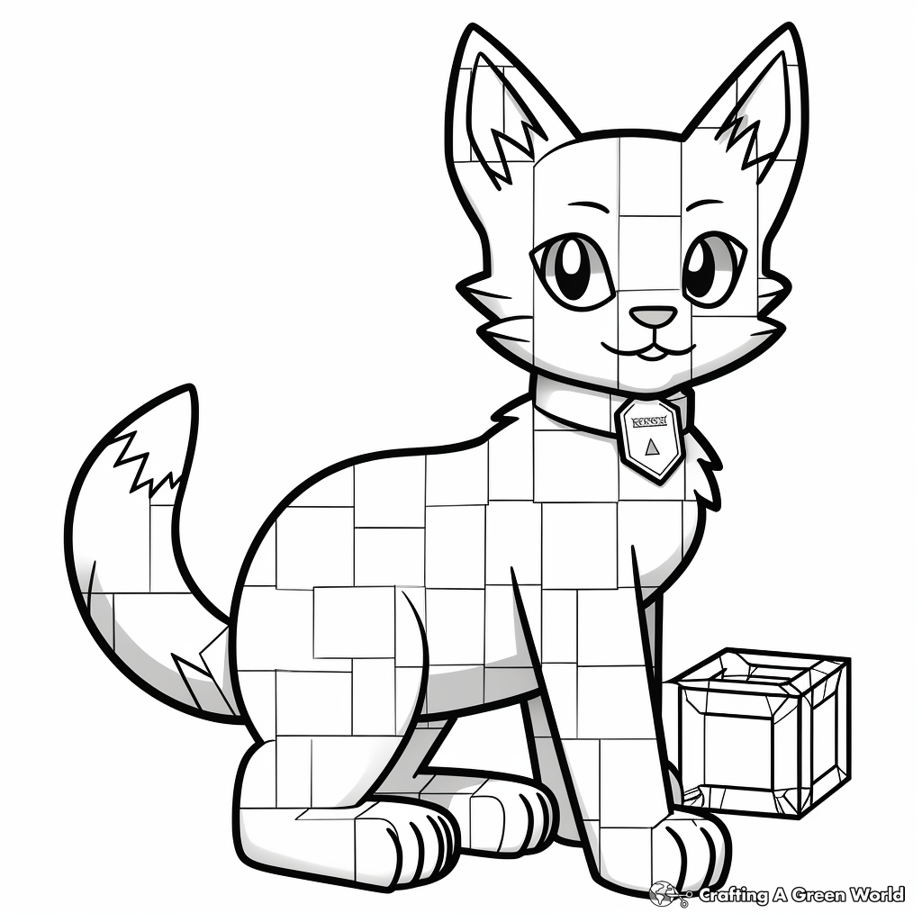 Minecraft Siamese Cat Coloring Pages with Interactive Features 4