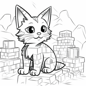 Minecraft Stray Cat Coloring Pages for Children 1