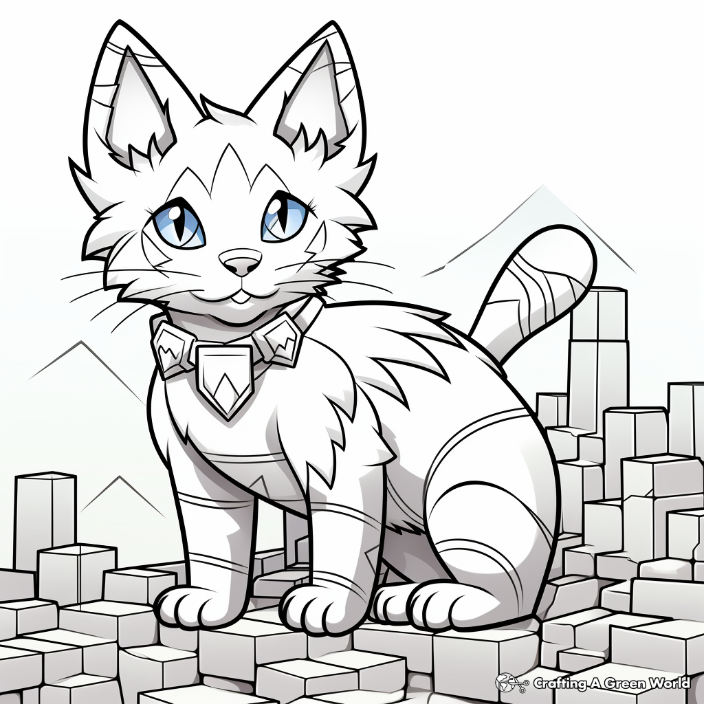Minecraft Stray Cat Coloring Pages for Children 4