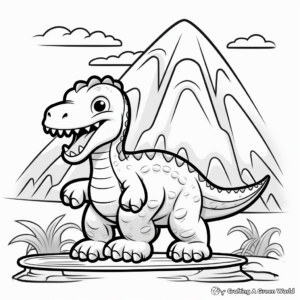 Mini Dinosaur Volcano World Coloring Pages 2