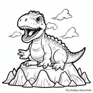 Mini Dinosaur Volcano World Coloring Pages 3