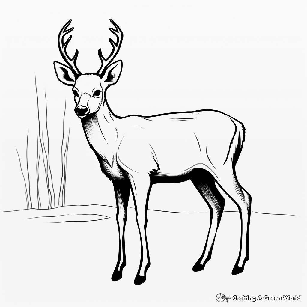 Minimalist Deer Outline Coloring Pages 1