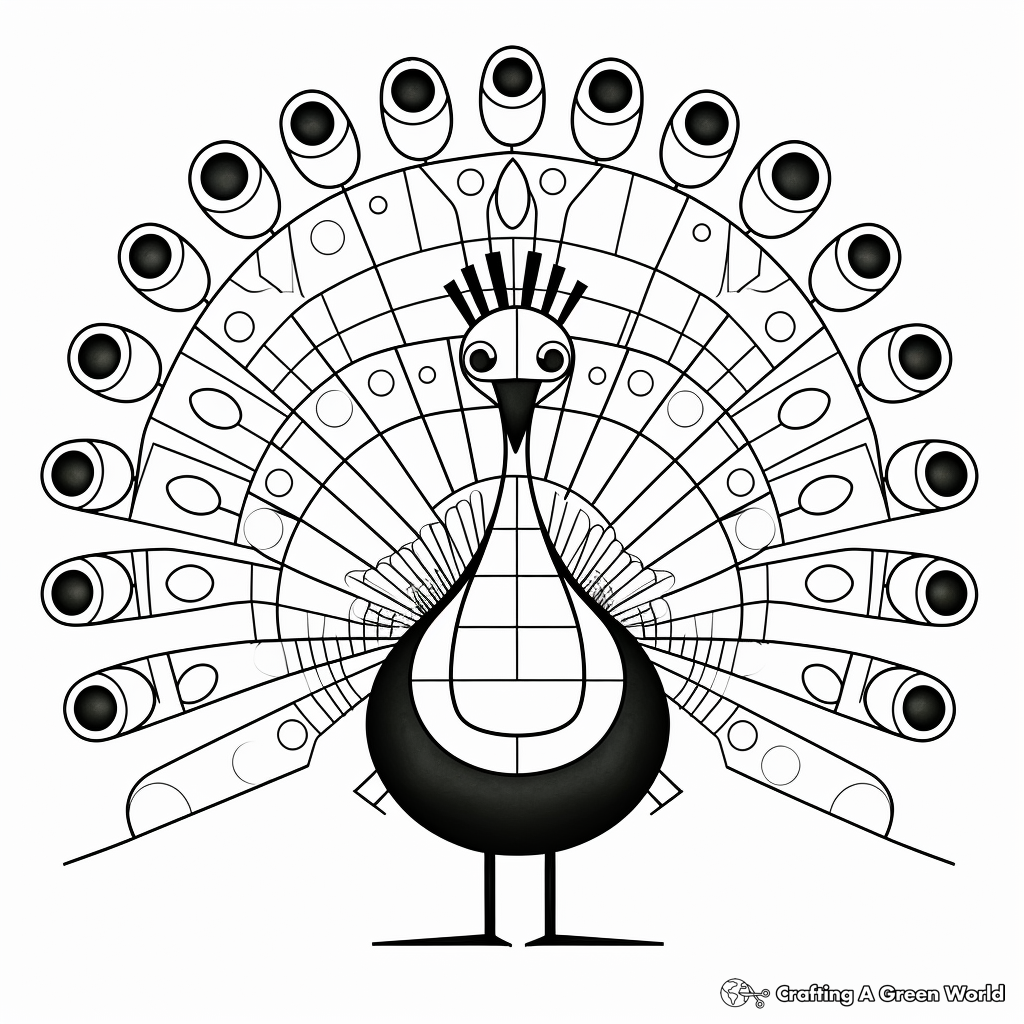 Minimalist Modern Peacock Coloring Pages 1